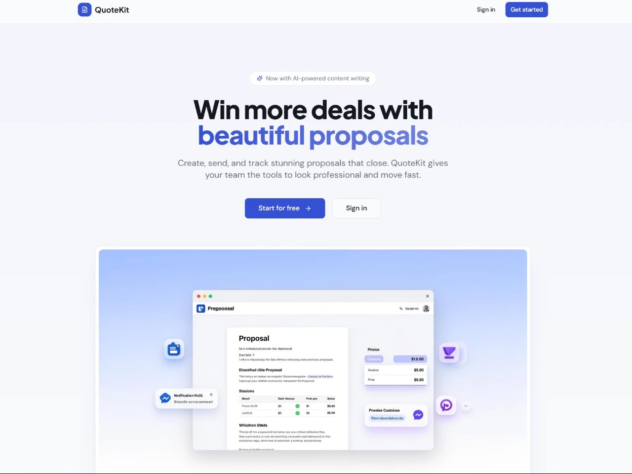 Website design preview for Custom Quoting Web Application